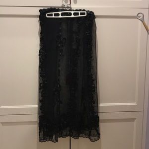 Bryan Emerson crocheted satin long black skirt